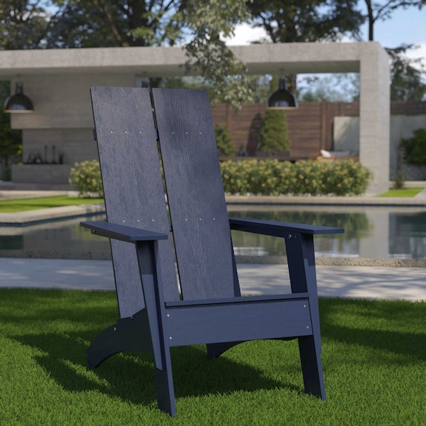 Flash Furniture Navy Blue Modern Dual Slat Back Adirondack Chair JJ-C14509-NV-GG - main